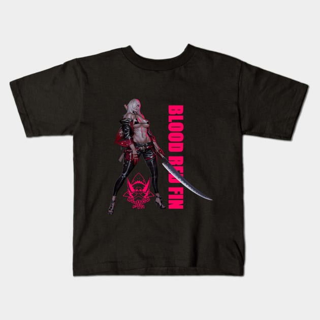 BLOOD RED FIN Kids T-Shirt by Pan_Ren_Wei